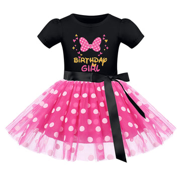 Imekis Mouse 2Nd 3Rd Birthday Outfit Baby Girls Dress Polka Dots Mini Tutu Headband Two Three Years Old Cake Smash Photo Shoot T
