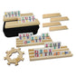 Mexican Train Dominoes Set With Numbers And 8 Wooden Racks, Double 12 Domino Travel Set With Wooden Hub, 91 Colored Domino Tiles