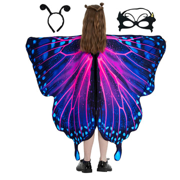 Whiteuniqoon Butterfly Costume Halloween Costumes For Girls Kids, Butterfly Wings Costume Cape Shawl For Girls Fairy Wing (001)