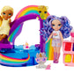 Rainbow High Littles Pool Day Playset + Small Doll (Pink 5.5   ), Pool With Rainbow Slide, Accessories, Smoothie Stand, Kids Gif
