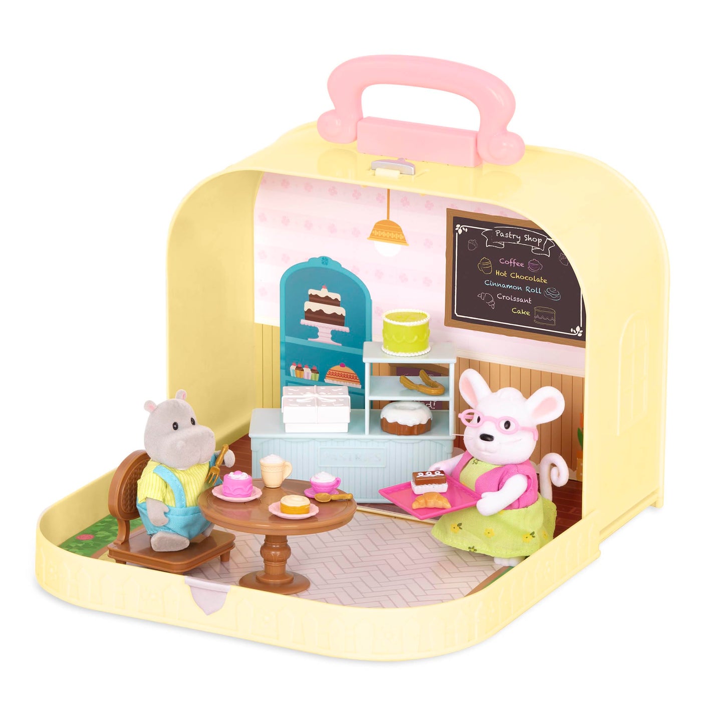 Li'l Woodzeez Pastry Shop Playset - Compact Travel Toy with Dollhouse Furniture for Kids Age 3+, Multicolor