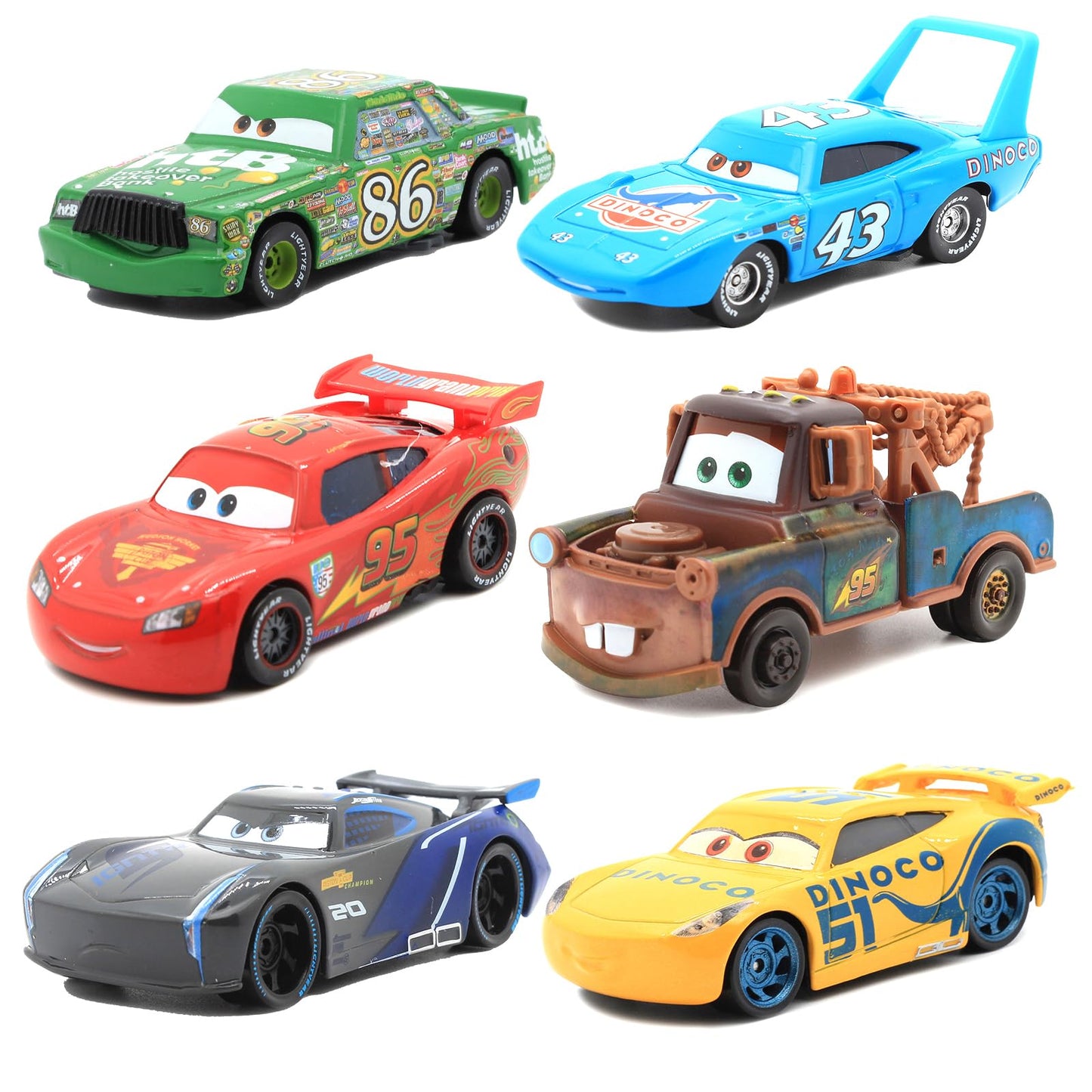 Iyzevk 6 Pcs Car Toys, Car Movie Die-Cast Toy Car Set, 1:55 Ratio, Birthday Gifts For The Kids (6 Pieces)