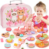 Lajeje Toddler Toys Tea Party Set for Little Girls - 44 pcs Pretend Plastic Teapot Set, Princess Tea Time Play Kitchen Toy with
