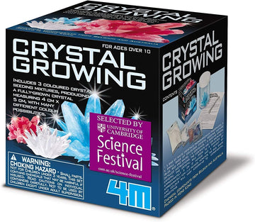 4M Crystal Growing Science Kit - 3 Colored Crystals - Easy Diy Stem Toys Lab Experiment Specimens, A Great Educational Gift For Kids & Teens, Boys & Girls Ages 10+