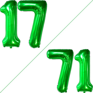 Katchon, Dark Green 17 Balloon Numbers - 40 Inch | Green Number 17 Balloons For 17Th Birthday Decorations For Girls | 17 Birthday Balloons For 17Th Birthday Decorations For Boys | 17 Number Balloons