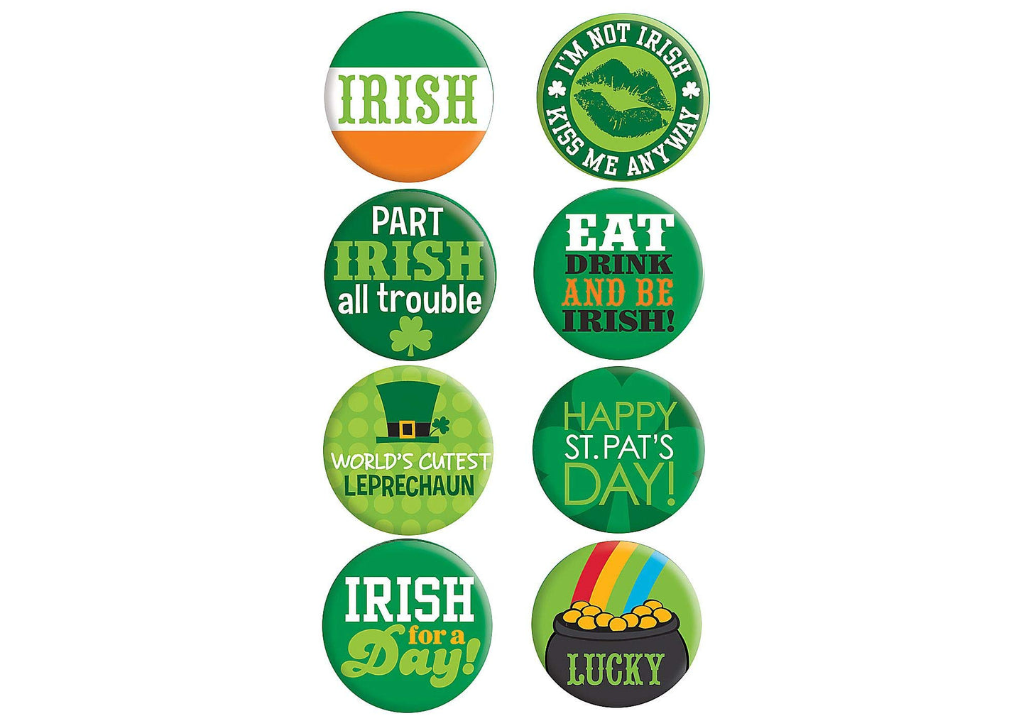 Amscan St. Patricks Party Buttons Set of 8, 1 1/2 Each, Multicolor