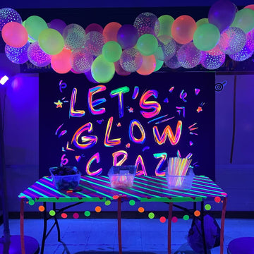 Ralxion Glow In The Dark Party Supplies Neon Party Backdrop Glow Party Supplies And Decorations Let'S Glow Backdrop Blacklight R
