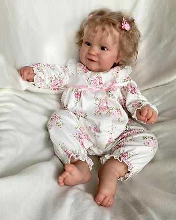 TERABITHIA 20 Inches Real Baby Size Rooted Curly Hair Sweet Face Lifelike Reborn Baby Doll Crafted in Full Body Silicone Vinyl Anatomically Correct Realistic Newborn Girl Dolls Washable for Girls