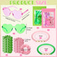 XunYee 96 Pcs Witch Theme Party Favor Supplies Pink and Green Velvet Hair Scrunchies Friendship Bracelets Sunglasses Bags 24 Set