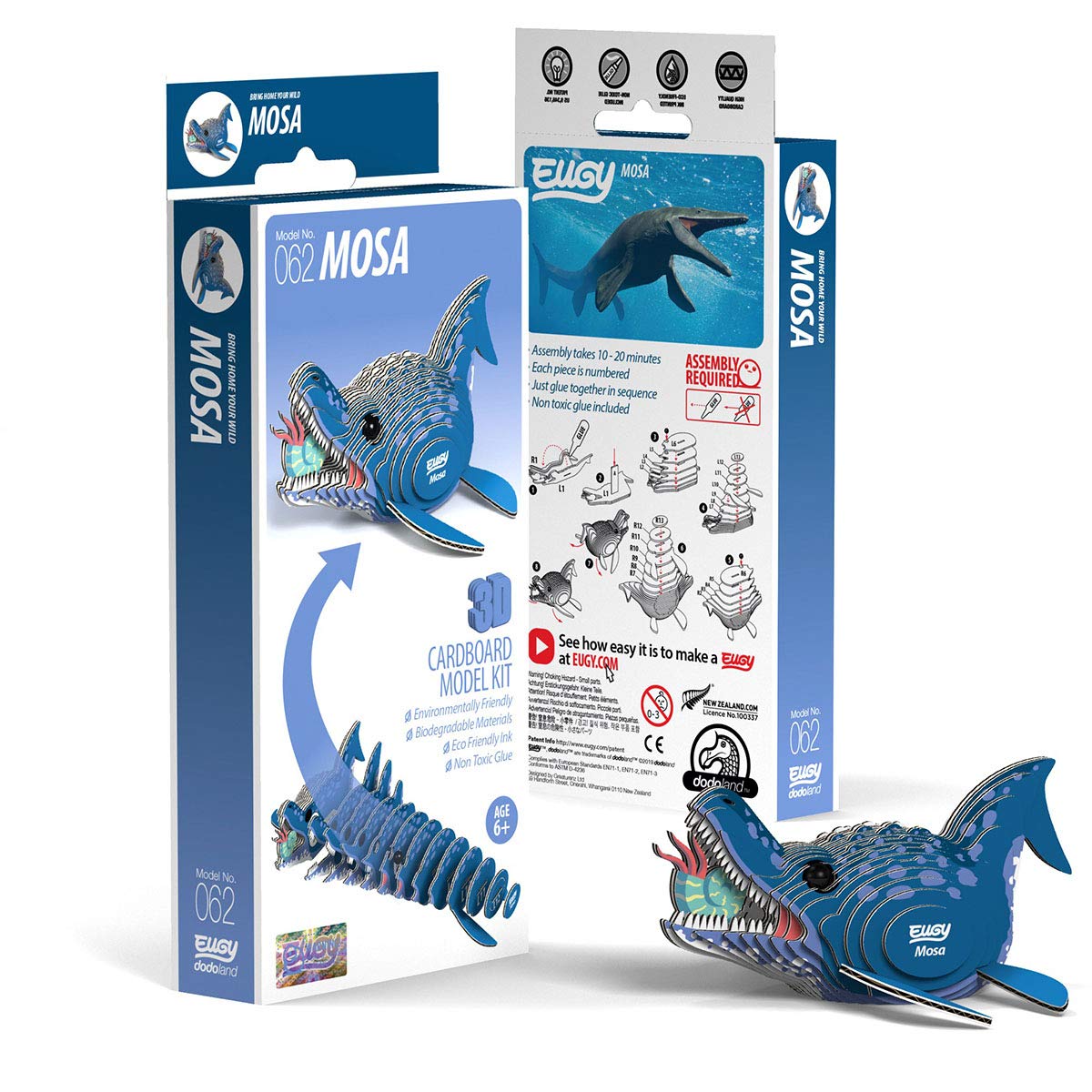 Eugy Mosasaurus Dinosaur 3D Puzzle, 25 Piece Eco-Friendly Educational Toy Puzzles For Boys, Girls & Kids Ages 6+