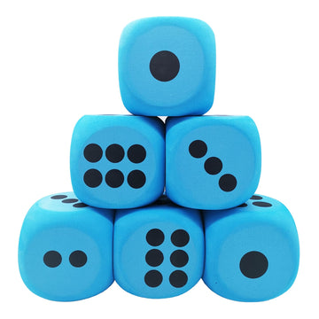 Qidiwin Jumbo Foam Dices - 3.94'' Giant Dot Dices, Eva Foam, 6Pcs Blue