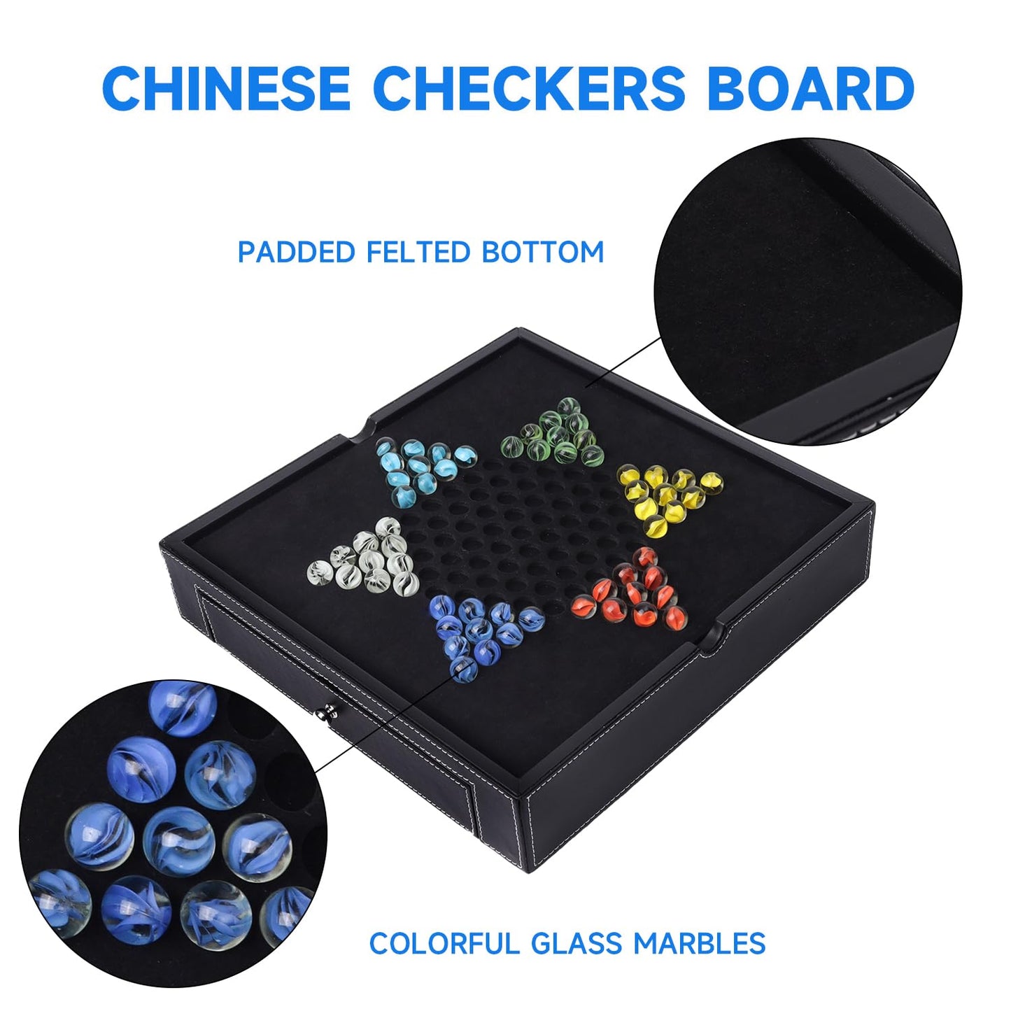 GSE Games & Sports Expert 5-in-1 Board Game Set - Leather, 12.5" - Chess, Checkers, Backgammon, Chinese Checkers, Poker Dice