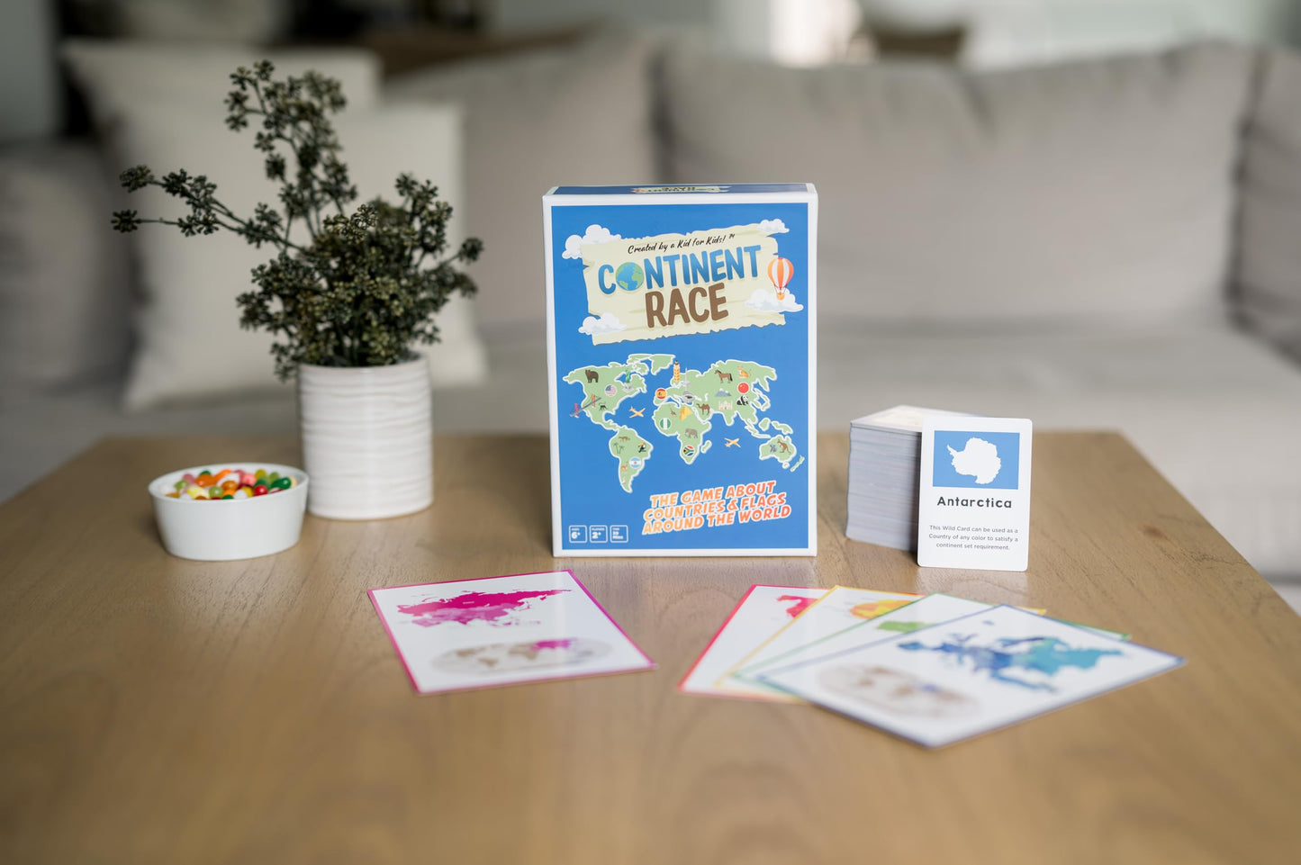 Byron's Games Continent Race Board Game - Educational Geography Game for Kids & Families, Cardstock, Yellow, Model DYE-1400