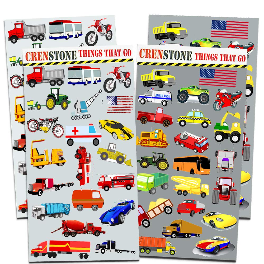 Cars and Trucks Stickers Party Supplies Pack Toddler - Over 160 Stickers for Toddler Boys and Girls (Cars, Fire Trucks, Construc
