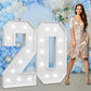imprsv Marquee Numbers Large 20th Birthday Decorations - 4ft Light Up Foam Number 20, Age 20, Perfect Party Decor for Men and Women