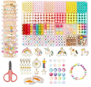 Lerubga 1300+ Diy Bracelet Making Kit For Kids, Diy Jewellery Making Art & Craft Kit With Clay Beads & Unicorn Charms, Gift For 