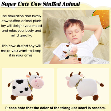 zhidiloveyou 9.84'' Cow Stuffed Animals Cute Baby Cow Plush Kawaii Toy Gifts for Kids, White