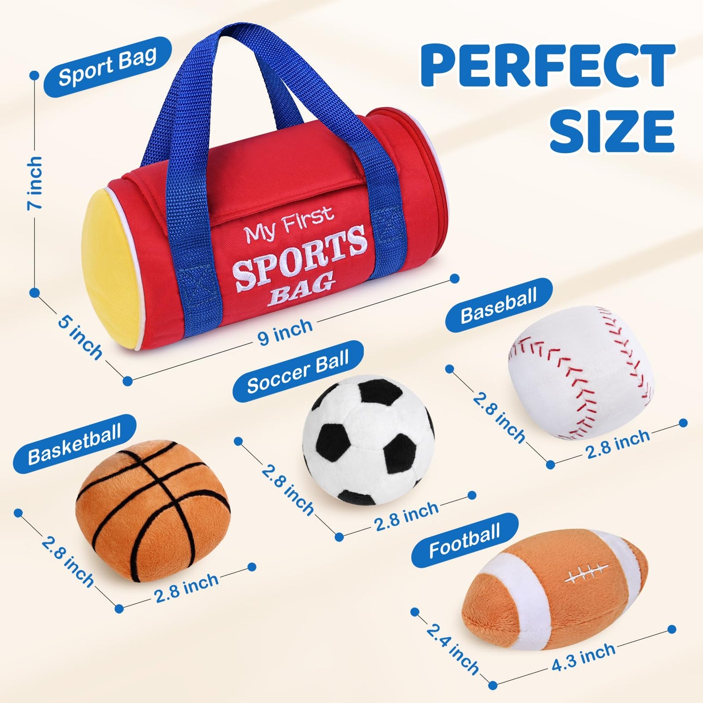 Kmuysl Baby Toys 0-12 Months, My First Sports Bag Plush Toy - 4 Sensory Balls Soft Toys With Crinkle, Rattles For 0-3-6-9-12 Mon