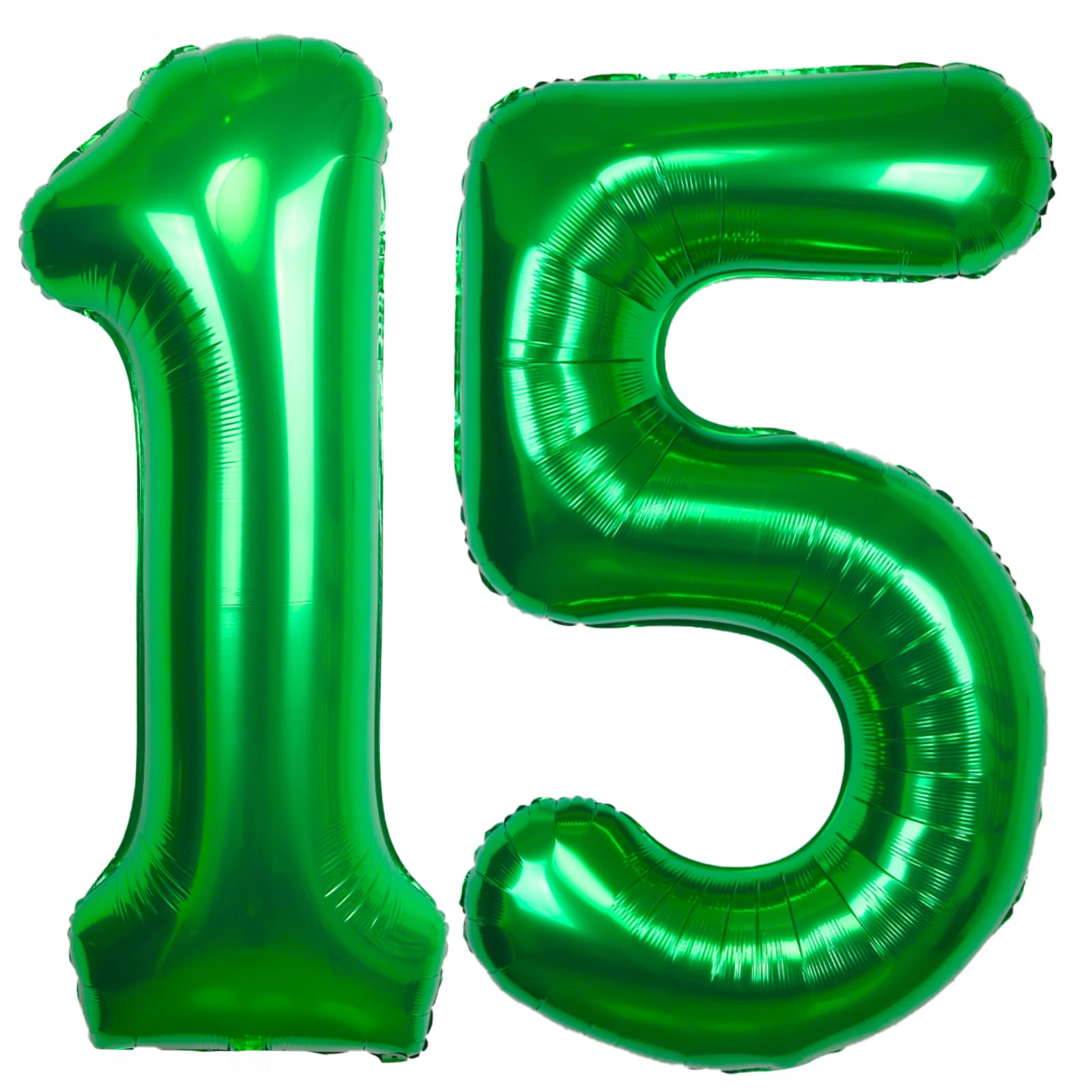 40 Inch Giant Green Number 15 Balloon, Helium Mylar Foil Number Balloons For Birthday Party, 15Th Birthday Decorations For Kids