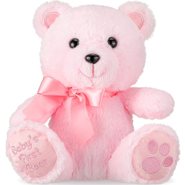Chalyna 10 Inch Bear Stuffed Animal Gift First Bear Baby Shower Plush Toy For Wedding Birthday Easter Back To School Gift(Pink)