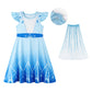 Wonderbabe Girls Princess Costumes Snow Queen Princess Dresses Fancy Dress Up With Cape For Toddler Christmas Snow Party Cosplay Size 3-4T