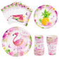 Wernnsai Flamingo Party Supplies - 64Pcs Tropical Hawaiian Luau Party Decorations Disposable Party Plates Napkins Cups Pink Tableware Set For Kids Girls Baby Shower Birthday Party Decor