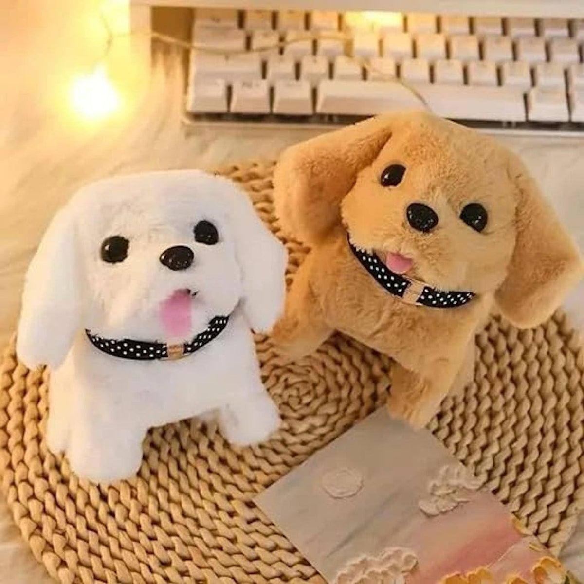 Evedon Jumping Dog Wiggling Tails, Walking Dog Toy with Sounds, Twitching Mouth and Nose, Educational Interactive Dog Toy for Ba