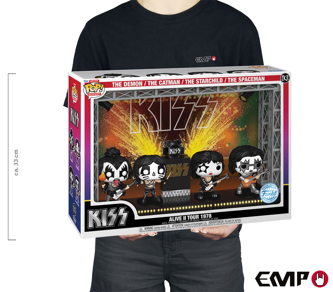 Funko POP! Moments DLX Vinyl Kiss Pack 4 Figurines, 9 cm, Multicolor, Model FUN67771