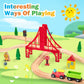 Train Set 40Pcs Wooden Train Set For Toddler Kids, Magnetic Train Toys With Wooden Train Track Fits Melissa And Doug, Fits Brio,