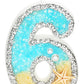 ElekFX 6th Birthday Candle for Cake, Beach Starfish Sequins Number Cake Candles, 2.76 inch Number 6 Moana Birthday Decorations, 