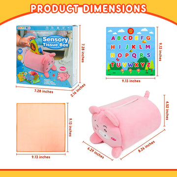 Okooko Tissue Box Toy For Baby 6 To 12 Months Soft Stuffed Sensory Toy Strengthen Pincer Grasp Montessori Early Educational Preschool Learning Toy For Newborn Baby Infant Toddler Kid