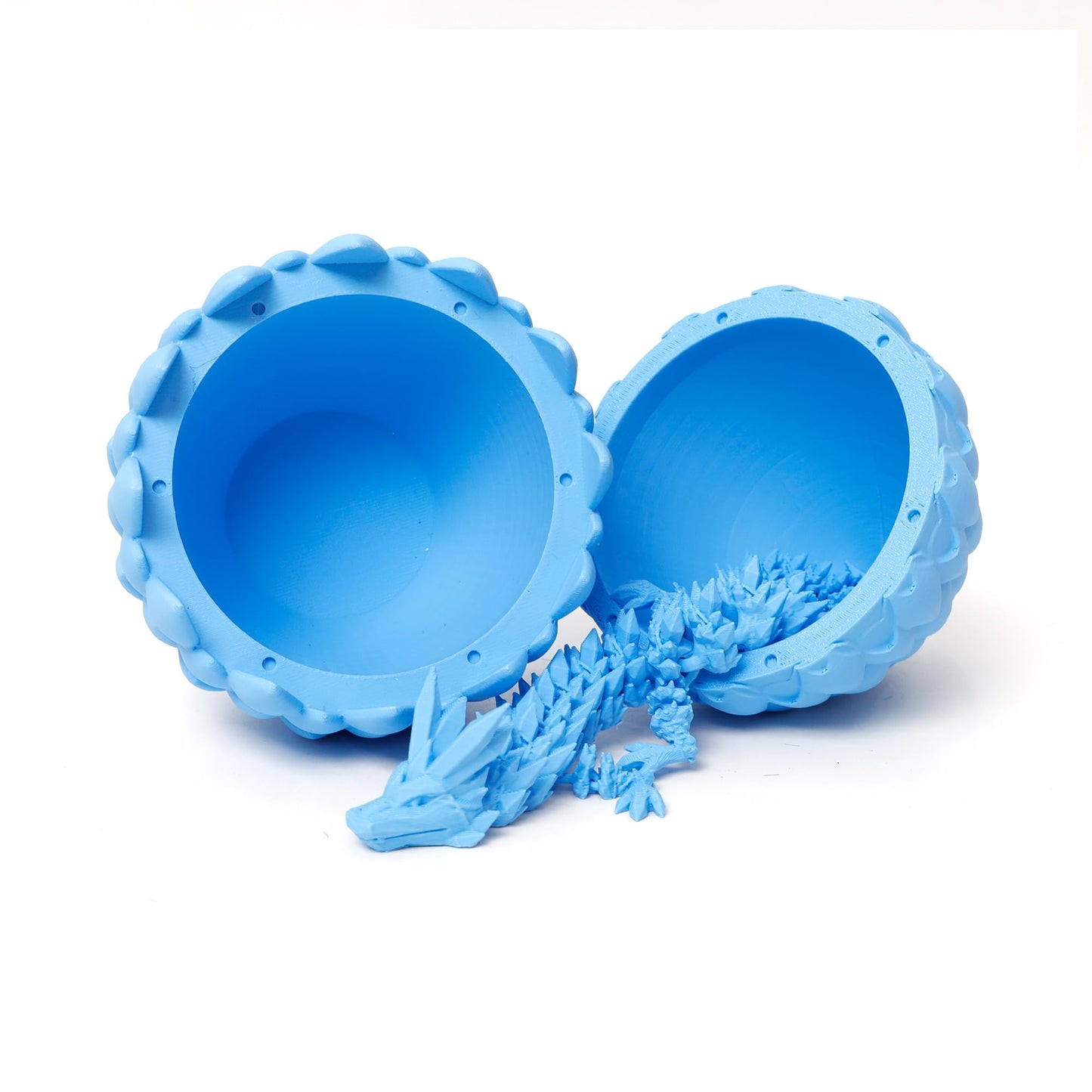 Flavery 3D Printed Dragon Egg - Large Surprise Egg Toy With Candy Blue Flexible Dragon, 3D Printed Gift, Articulated Dragon Egg