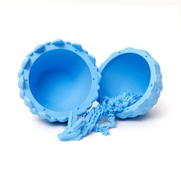 Flavery 3D Printed Dragon Egg - Large Surprise Egg Toy With Candy Blue Flexible Dragon, 3D Printed Gift, Articulated Dragon Egg