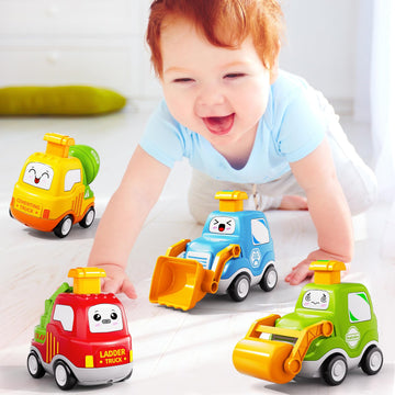 Jukudahu Press Engineering Car Toy For Tollders Age 1 2 3 4 5 6 Years Old - Toy Figure Car, Construction Cars Toys, Push And Go