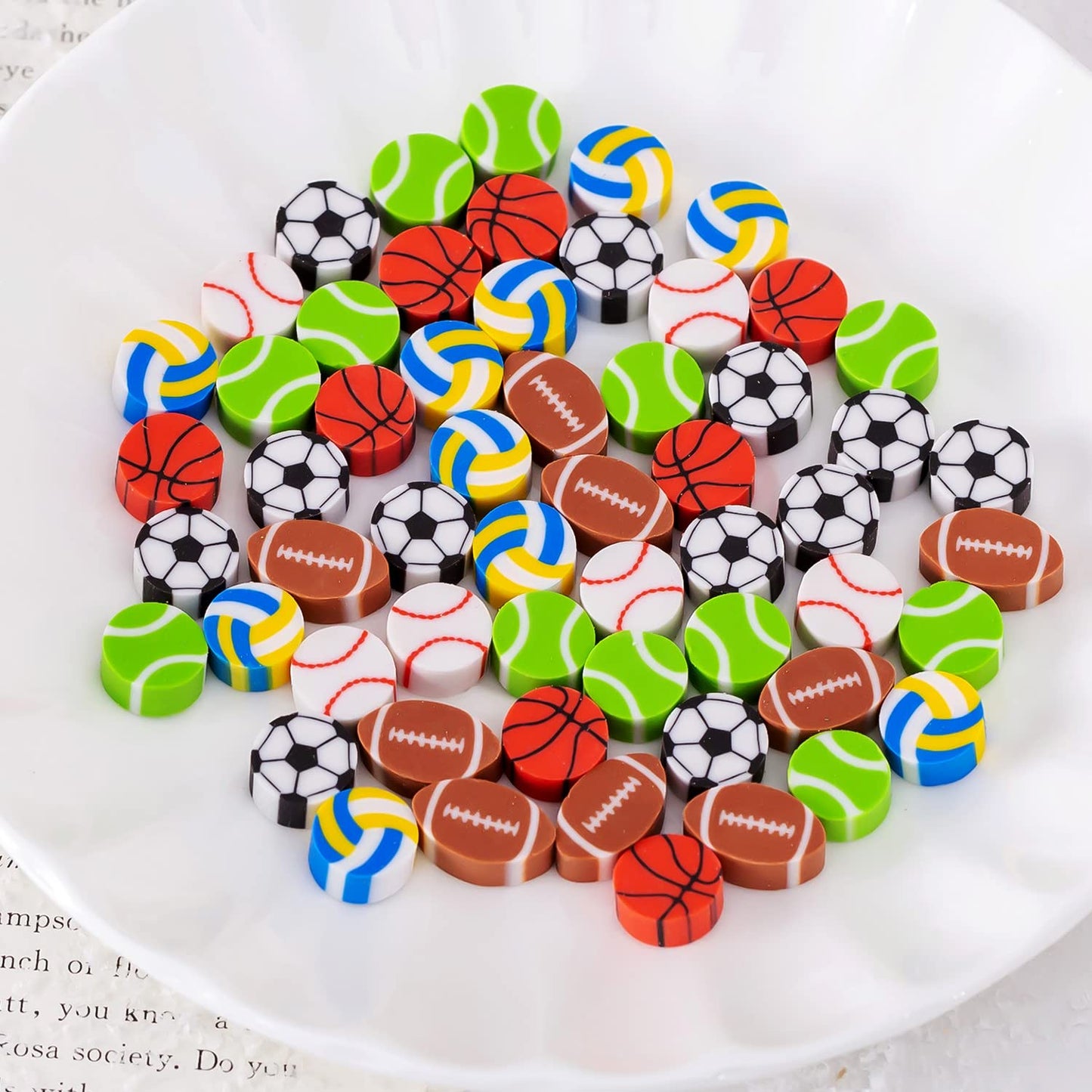 300 Pieces Sports Ball Pattern Mini Erasers For Kids, Assortment Novelty Pencil Erasers Bulk For Party Favor Home School Work Cl