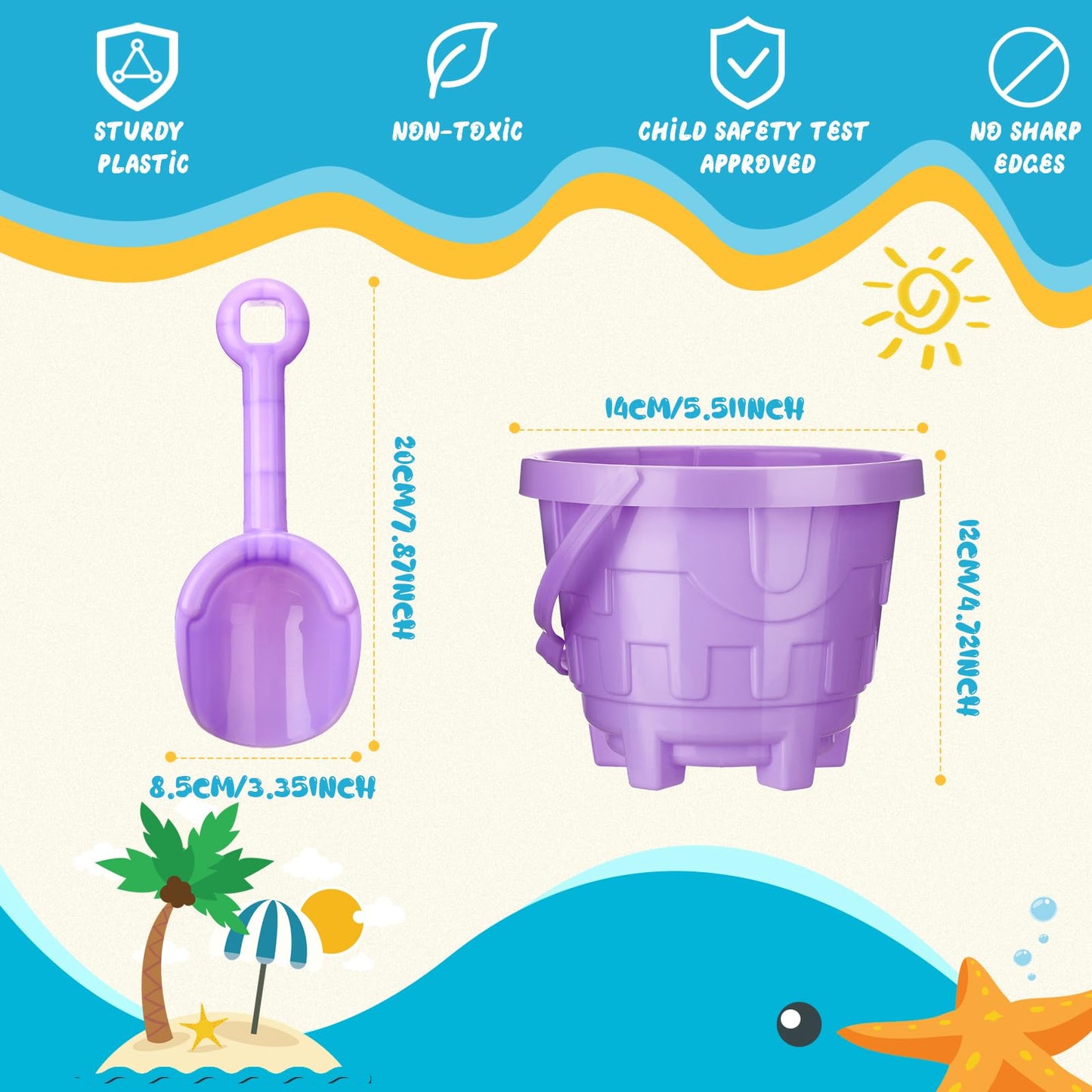 Sosation 100 Pcs Sand Buckets Bulk for Kids Easter Sand Buckets and Shovels for Kids 5.5 Inch Plastic Beach Pails Toys for Girls