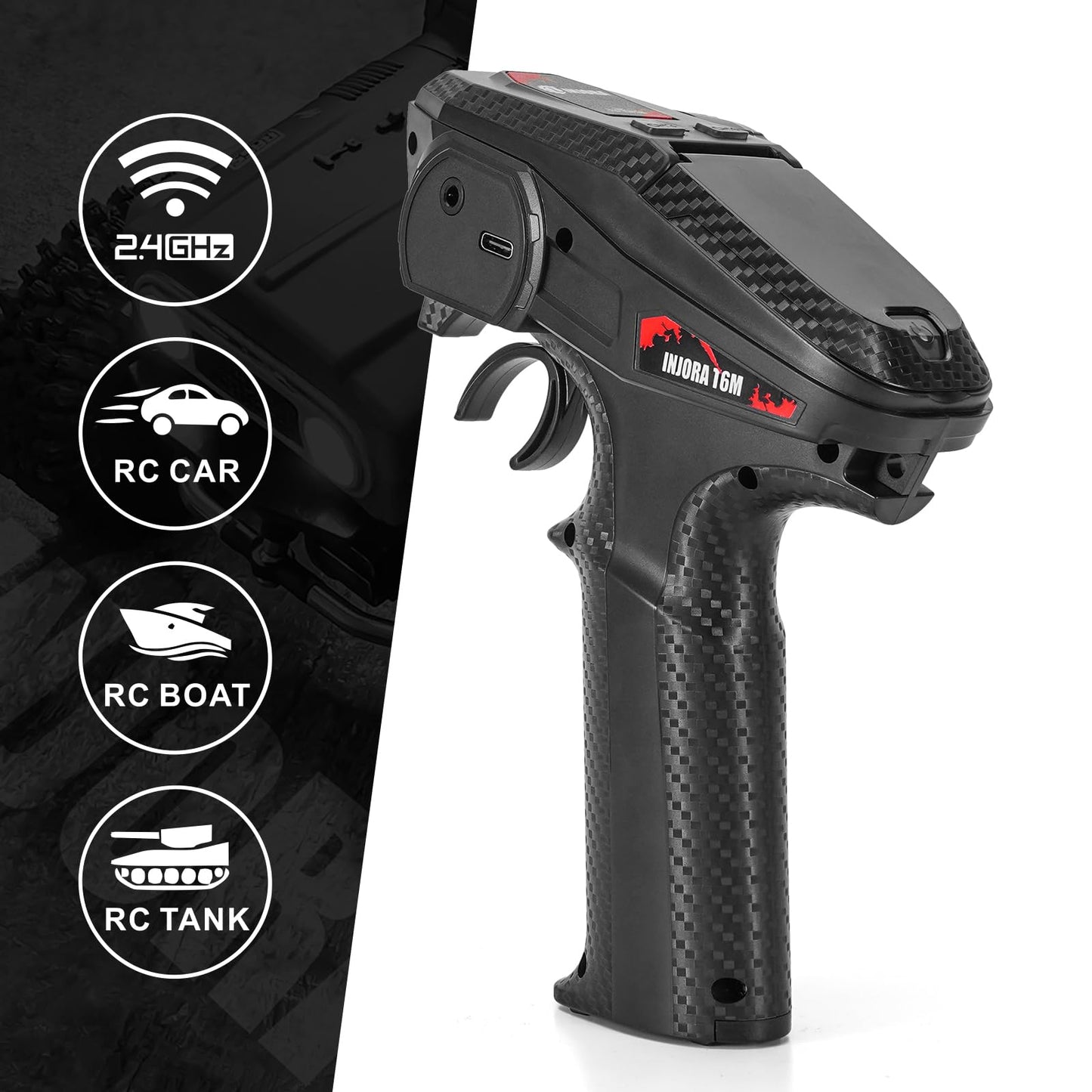 INJORA INT-T6M 2.4GHz Digital Radio Micro Transmitter Remote Control with 6CH Receiver for 1/24 1/18 RC Upgrade