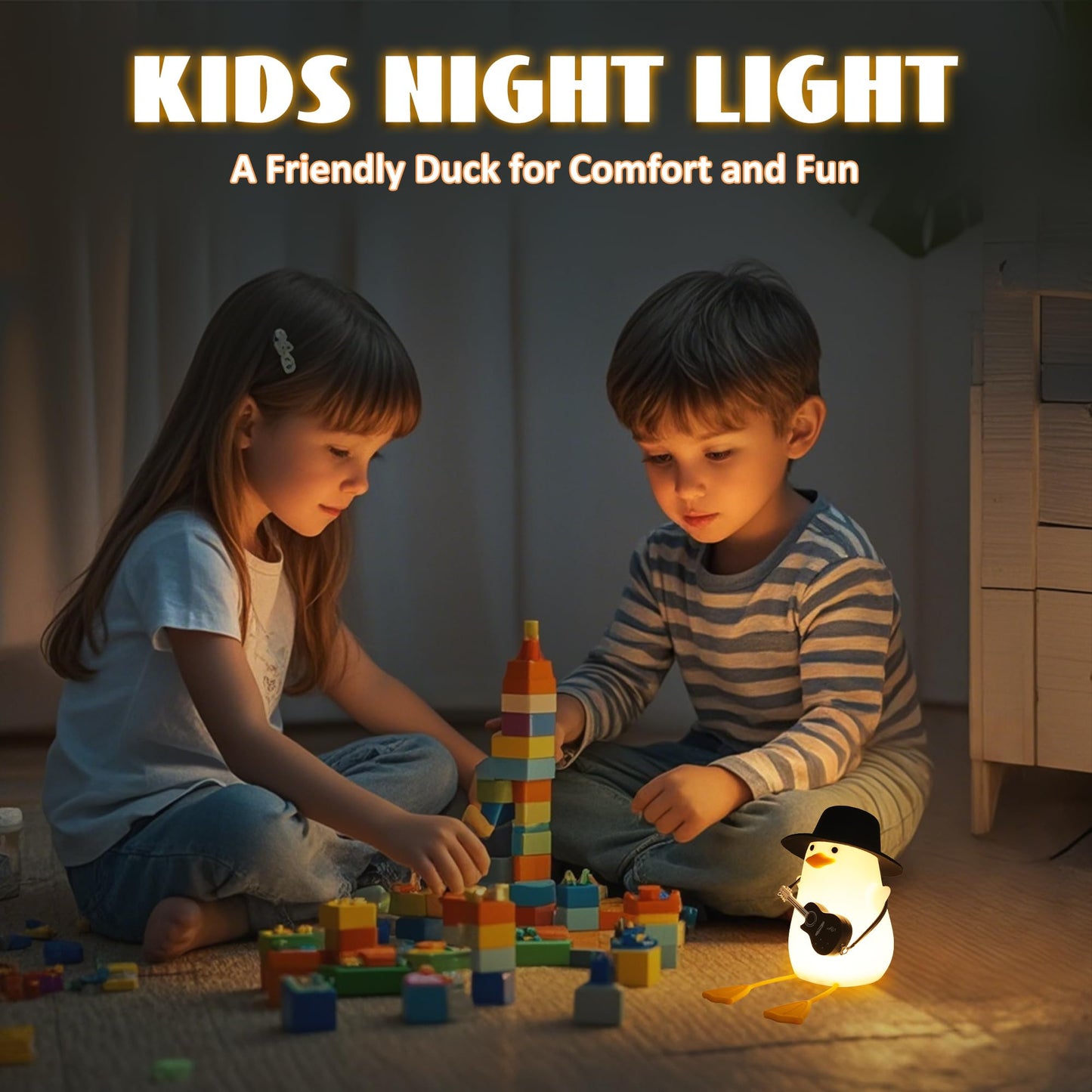 Duck Night Light, Silicone Duck Lamp, Cute Bedside Duck Goose Funny Nightlight with Dimmer and Timer for Room Decor, Duck Gifts