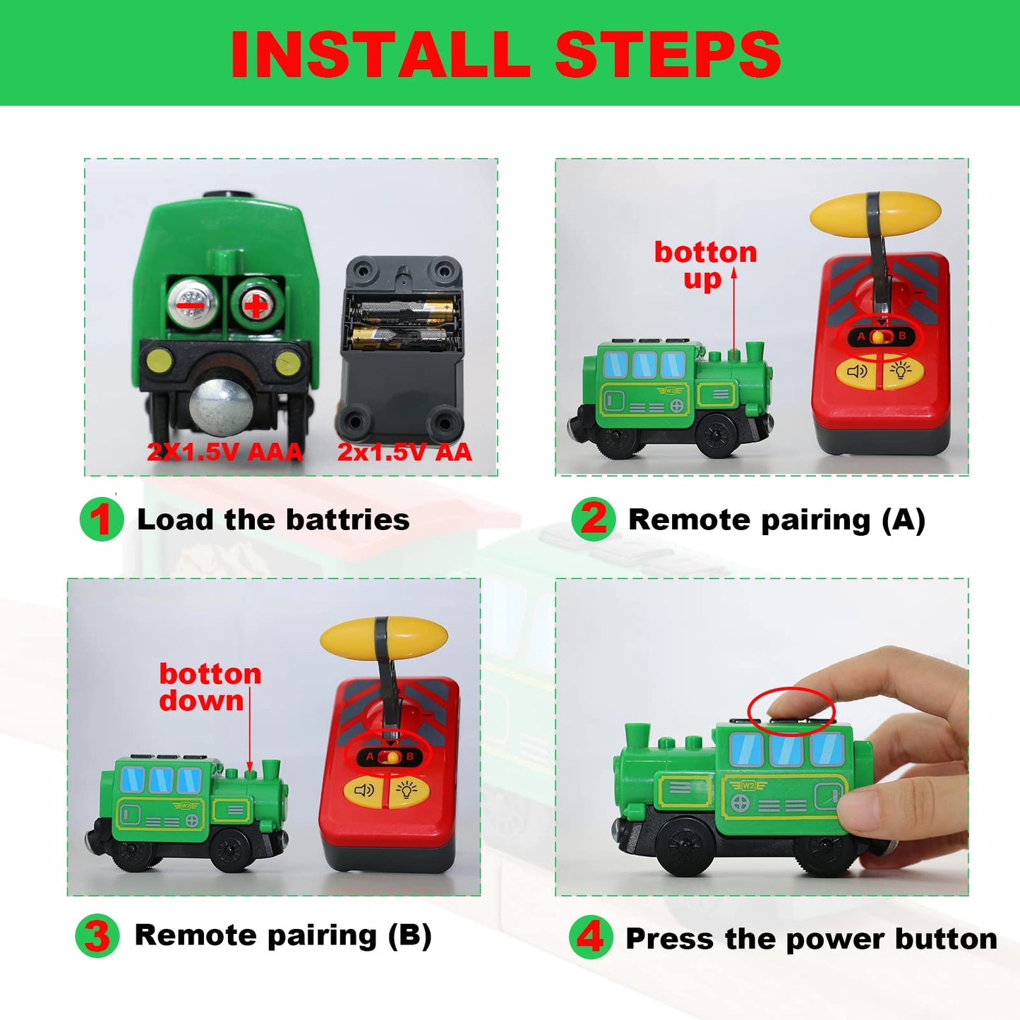 Battery Operated Locomotive Train Set For Wooden Train Tracks,Powerful Engine Train Vehicles Train Electric Remote Control Cars