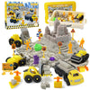 BEIREG Magic Sand Construction Kit, 3lbs Sand with Sandbox, 5 Detachable Construction Vehicles, 4 Brick Molds, 7 Castle Molds, 8