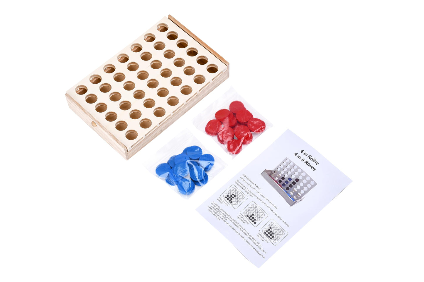 Flybold Connect 4 Wooden Game Set - 6 X 10 X 6 Inches - Family-Friendly Connect 4 Game For Kids And Adults - Board Games For Adu