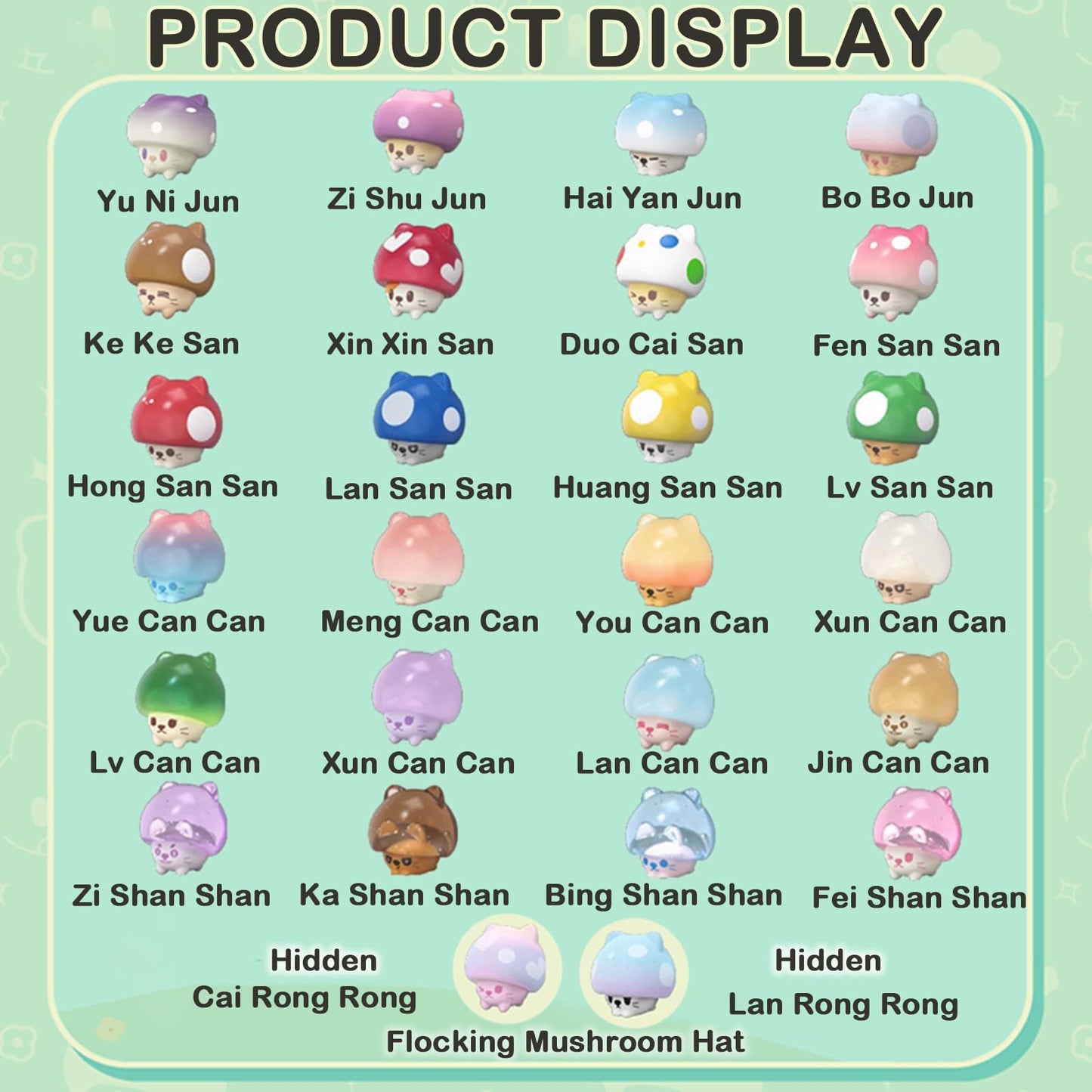 Beemai Mushroom Cat Series Blind Pack (5Pcs In One Bag) Random Design Cute Figures Collectible Toys Birthday Gifts