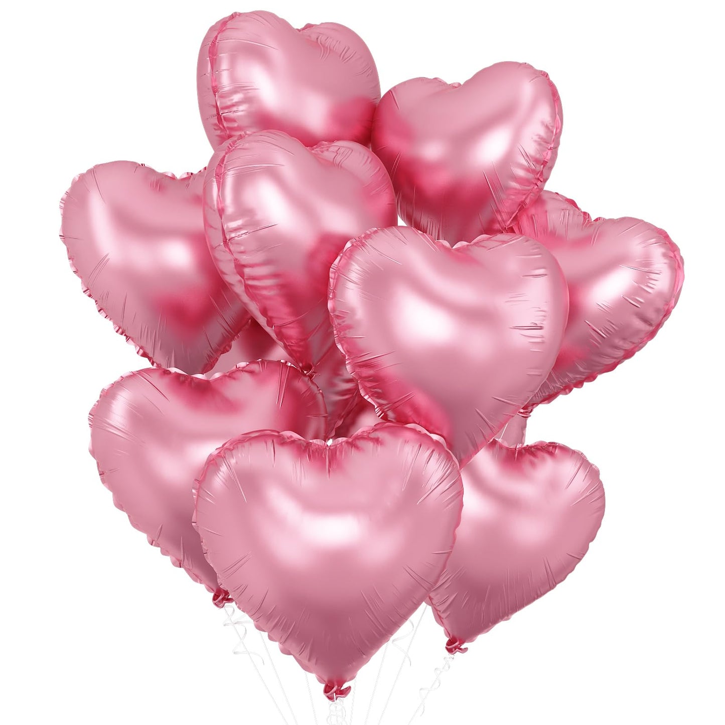 Gresatek Pink Heart Balloons,10Pcs Pink Foil Heart Shaped Love Balloons,18Inch Pearl Pink Helium Mylar Balloons For Valentines,E