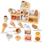 Wooden Ice Cream and Coffee Play Set for Kids, Pretend Play Toy Ice Cream Shop & Coffee Maker for Toddlers Ages 3-5, for Boys &