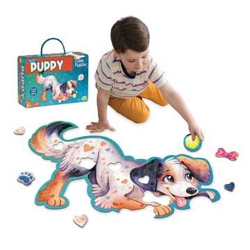 Peaceable Kingdom Shiny Puppy Floor Puzzle – 43-Piece Giant Floor Puzzle For Kids Ages 3 & Up – Fun-Shaped Puzzle Pieces – Great For Classrooms
