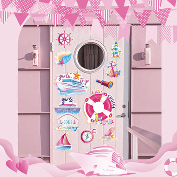 Dazoratix Girls Trip Cruise Decorations - 12 Pcs Ship Cabin Door Magnets Stateroom Accessories Anchor Palm Magnetic Stickers For