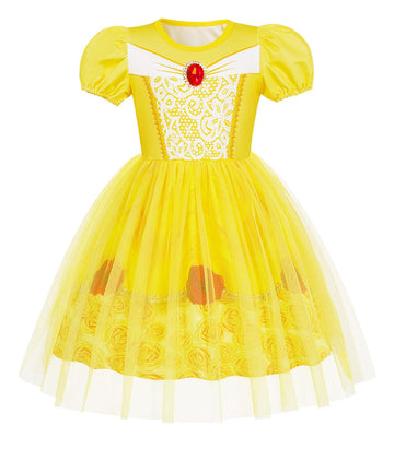Benylion Princess Dress For Girls Princess Dress Up For 3 Year Old Girls Halloween Party Cosplay Birthday Outfit Yellow Puff Sle