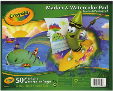 Crayola 99-3403 50 Sheets 10 X 8 Bright White Marker & Watercolor Pad