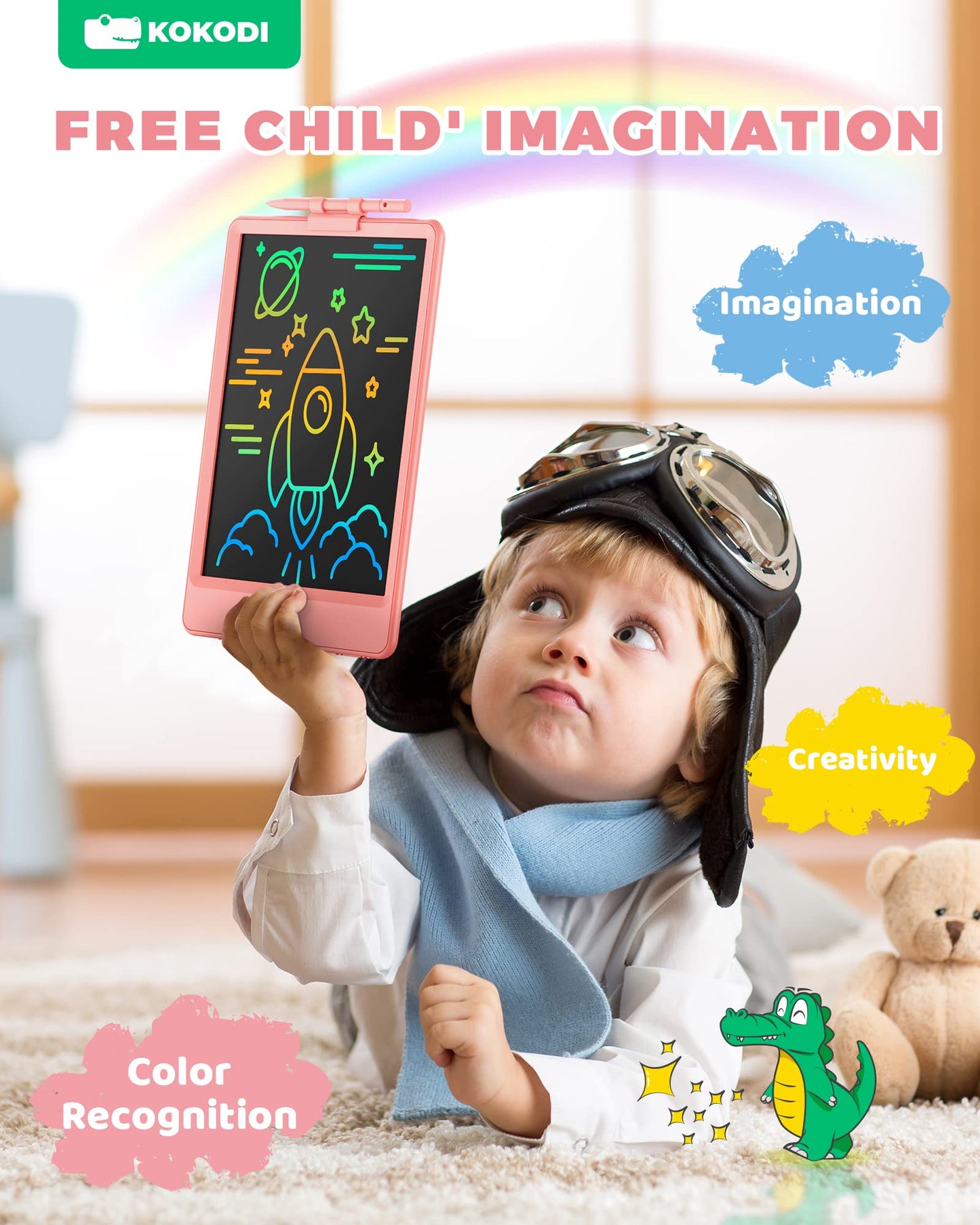KOKODI LCD Writing Tablet, 8.5 Inch Toddler Doodle Board Drawing Tablet, Erasable Reusable Electronic Drawing Pads, Educational
