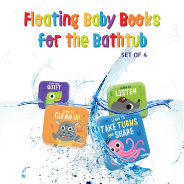 Merka Baby Bathtub Bath Toys For Toddler Baby Bath Toys Baby Books 4 Plastic Book Take Turns Clean Up Listen Be Quiet Perfect Baby Gifts For Sharing And Learning